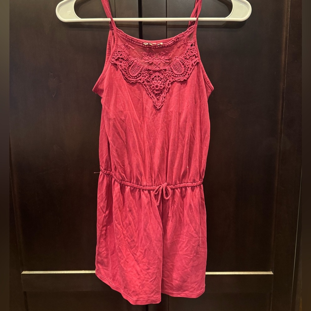 Mudd Crimson /Magenta Lace Accent Romper